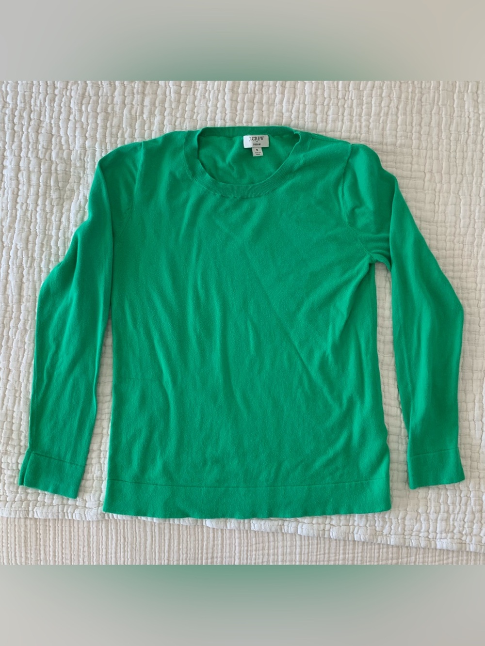 J. Crew Bright Green Teddy Crewneck Sweater